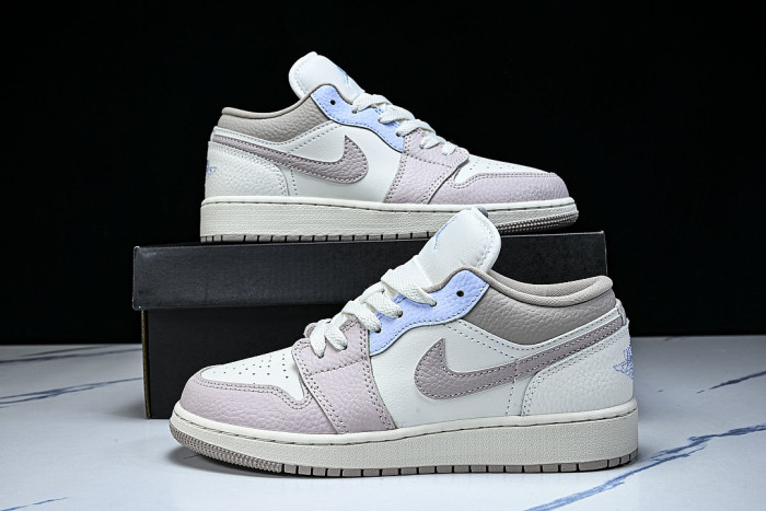 IV3219-161 AIR JORDAN 1 LOW RETRO-STYLE BASKETBALL SHOES WHITE/PINK/BLUE