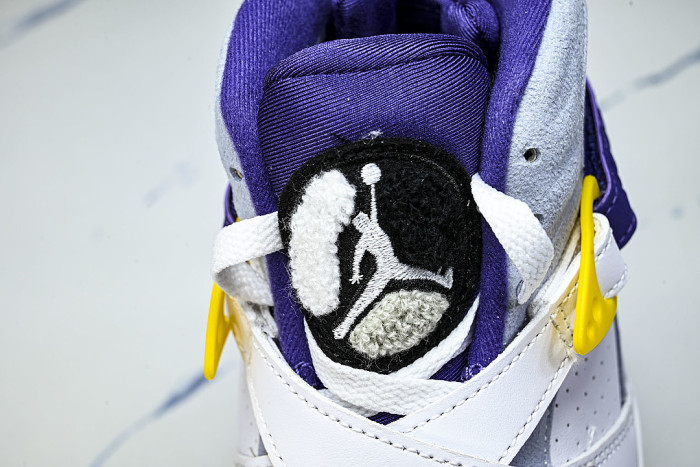 305381-107 AIR JORDAN 8 RETRO CHAMPAGNE SPORTS BASKETBALL SHOES WHITE/PURPLE/YELLOW
