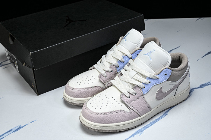 IV3219-161 AIR JORDAN 1 LOW RETRO-STYLE BASKETBALL SHOES WHITE/PINK/BLUE