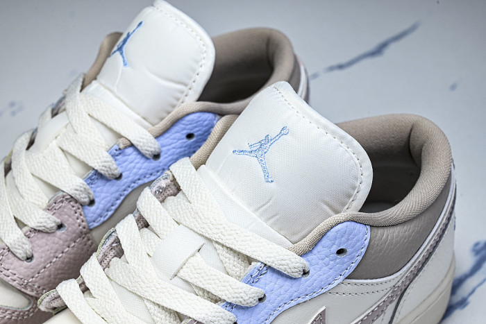 IV3219-161 AIR JORDAN 1 LOW RETRO-STYLE BASKETBALL SHOES WHITE/PINK/BLUE