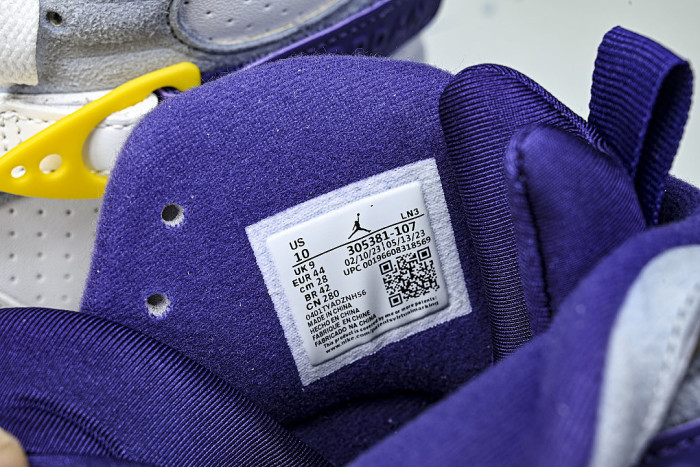 305381-107 AIR JORDAN 8 RETRO CHAMPAGNE SPORTS BASKETBALL SHOES WHITE/PURPLE/YELLOW