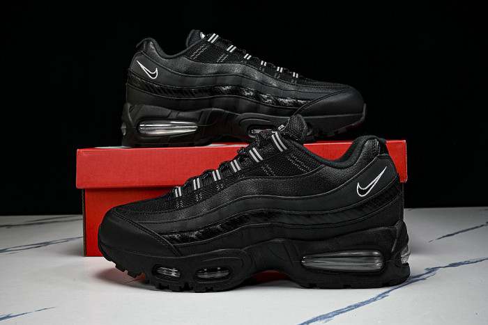 IR1474-010 AIR MAX 95 OG RETRO SHOCK-ABSORBING AIR CUSHION RUNNING SHOES BLACK/BLACK/BLACK