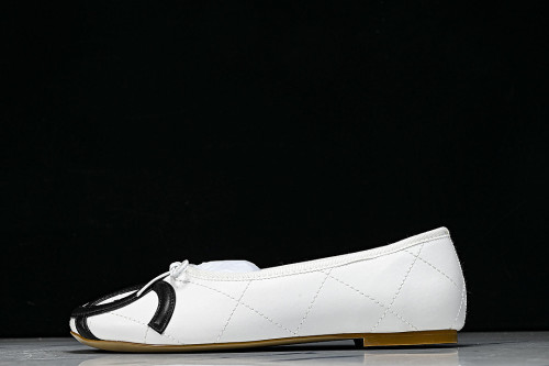 FLAT BALLET SHOES WHITE/BLACK/WHITE