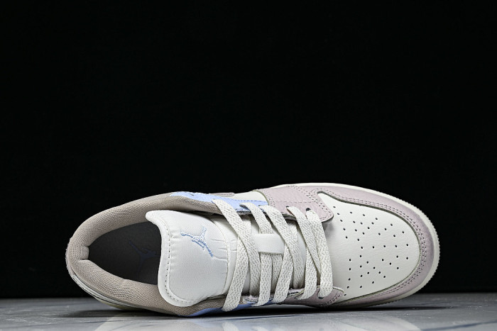IV3219-161 AIR JORDAN 1 LOW RETRO-STYLE BASKETBALL SHOES WHITE/PINK/BLUE