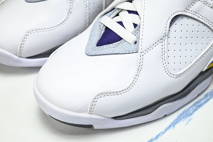 305381-107 AIR JORDAN 8 RETRO CHAMPAGNE SPORTS BASKETBALL SHOES WHITE/PURPLE/YELLOW