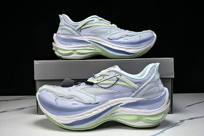 ROUND-TOE THICK-SOLED LOW-TOP DAD SHOES BLUE/PURPLE/GREEN