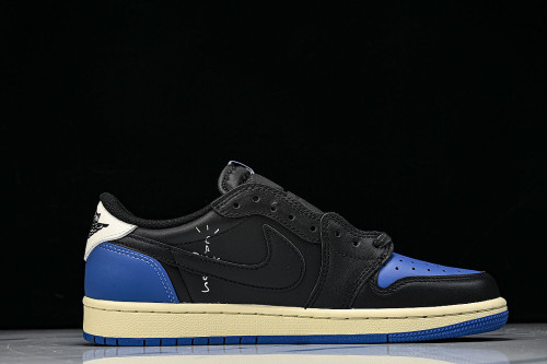 DM7866-014 TRAVIS SCOTT X AIR JORDAN 1 LOW OG AJ1 INVERTED HOOK LOW TOP SHOES BLACK/BLUE