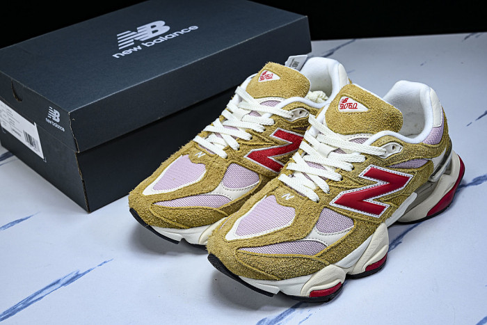 U9060GEA NEW BALANCE 9060 RETRO CASUAL SPORTS RUNNING SHOES KHAKI/RED