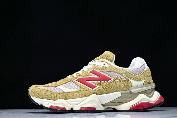 U9060GEA NEW BALANCE 9060 RETRO CASUAL SPORTS RUNNING SHOES KHAKI/RED