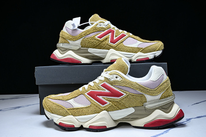 U9060GEA NEW BALANCE 9060 RETRO CASUAL SPORTS RUNNING SHOES KHAKI/RED