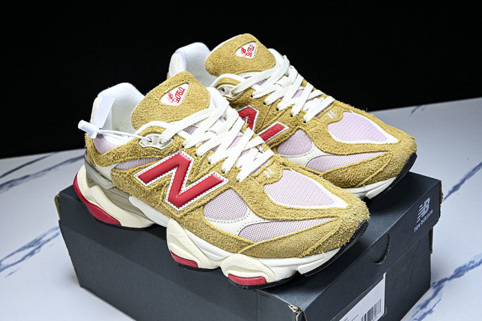 U9060GEA NEW BALANCE 9060 RETRO CASUAL SPORTS RUNNING SHOES KHAKI/RED