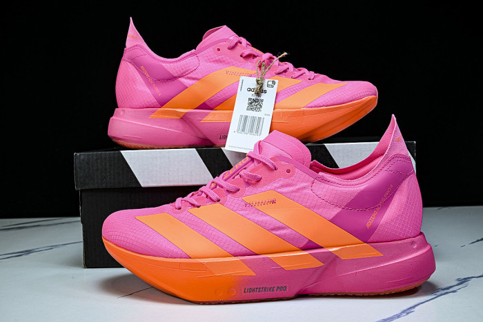 KJ3062 ADIZERO ADIOS 4 M LOW-CUT RUNNING SHOES PINK/ORANGE/PINK