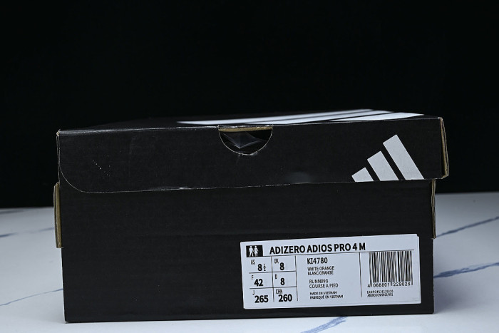KI4780 ADIZERO ADIOS 4 M LOW-CUT RUNNING SHOES WHITE/ORANGE/BLACK