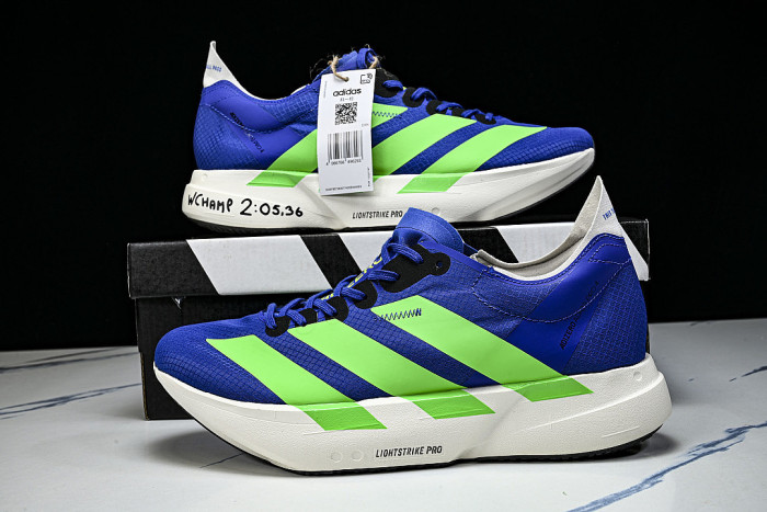JP9271 ADIZERO ADIOS 4 M LOW-CUT RUNNING SHOES NAVY BLUE/GREEN/WHITE