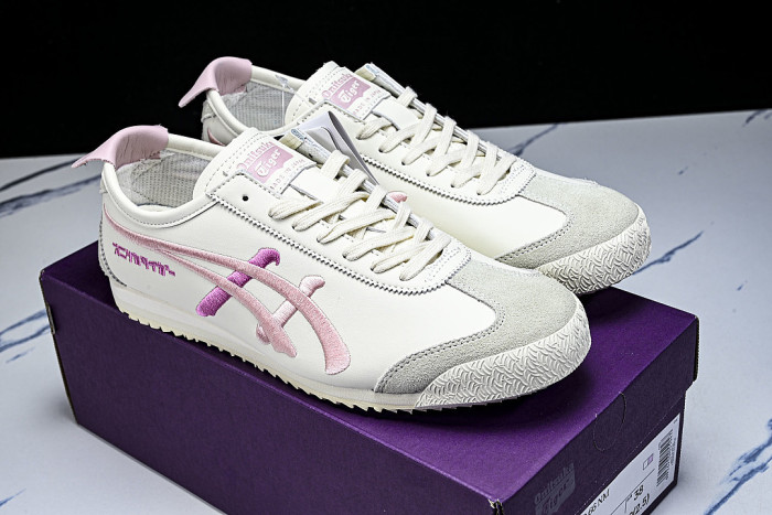 1183C320-103 MEXICO 66 RETRO CASUAL SHOES WHITE/PINK/GREY