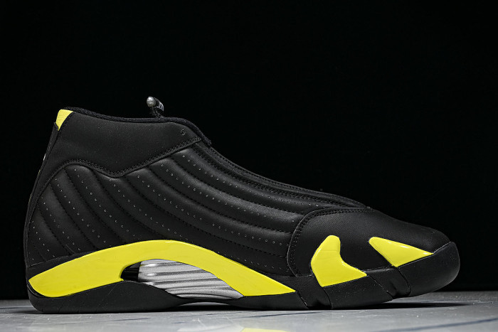 487471-070 JORDAN 14 RETRO BLACK/VIBRANT YELLOW-WHITE