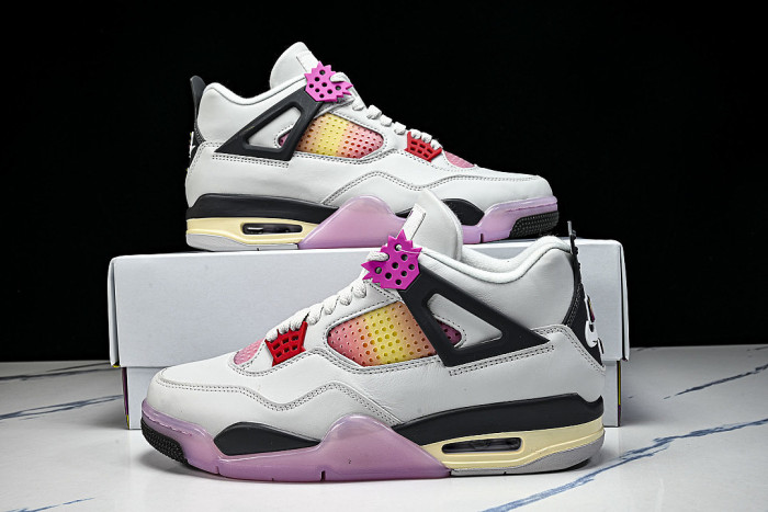 JA1135-100 AIR JORDAN 4 AJ4 BASKETBALL SHOES PINK/WHITE/BLACK
