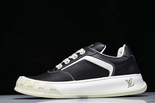 1AJTHL NUBUCK LEATHER SPORTS RUNNING SHOES BLACK/WHITE