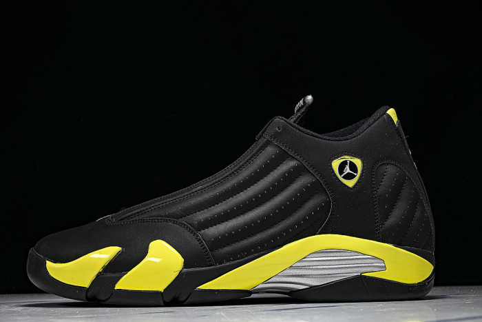 487471-070 JORDAN 14 RETRO BLACK/VIBRANT YELLOW-WHITE