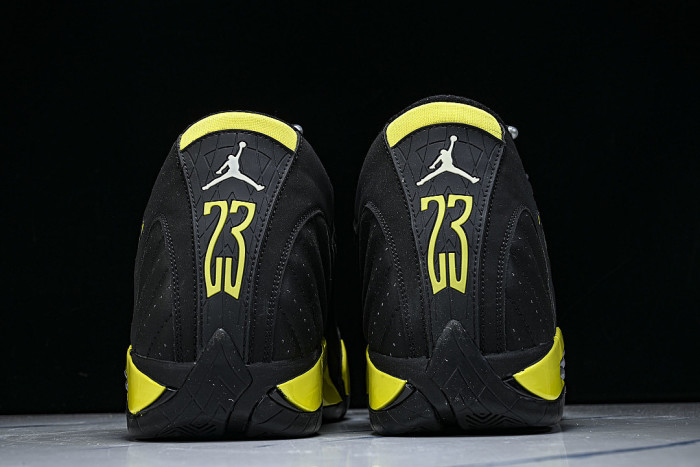 487471-070 JORDAN 14 RETRO BLACK/VIBRANT YELLOW-WHITE