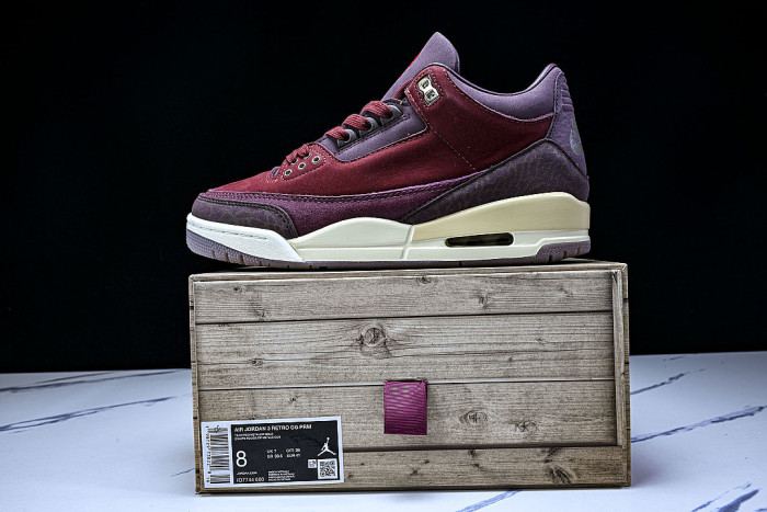 IO7744-600 AIR JORDAN 3 BIN 23 AJ3 RETRO LOW TOP BASKETBALL SHOES WINE RED/CLARET RED