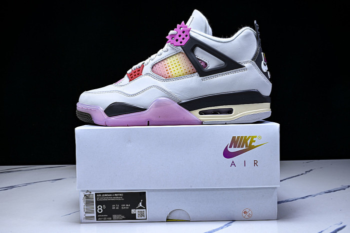 JA1135-100 AIR JORDAN 4 AJ4 BASKETBALL SHOES PINK/WHITE/BLACK