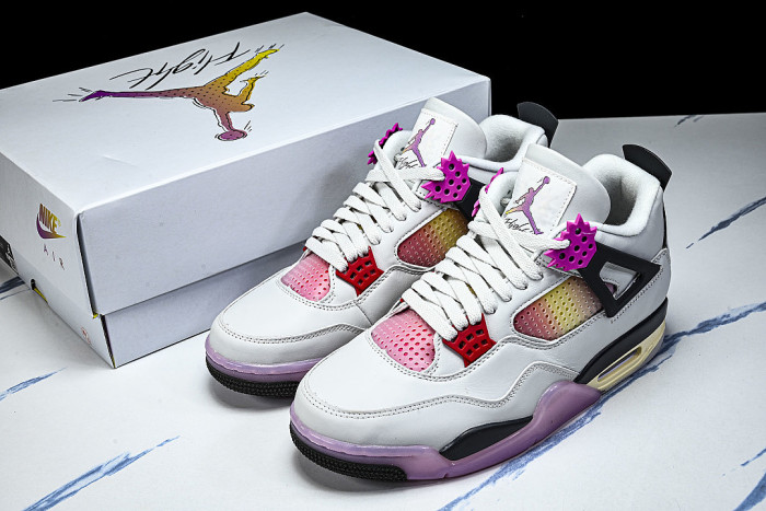 JA1135-100 AIR JORDAN 4 AJ4 BASKETBALL SHOES PINK/WHITE/BLACK