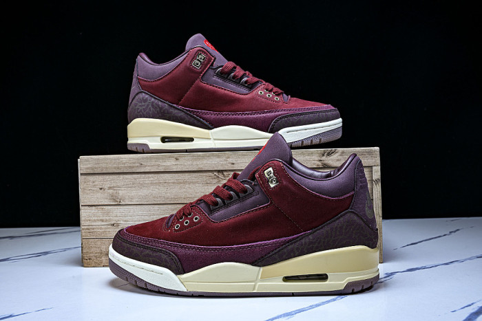 IO7744-600 AIR JORDAN 3 BIN 23 AJ3 RETRO LOW TOP BASKETBALL SHOES WINE RED/CLARET RED