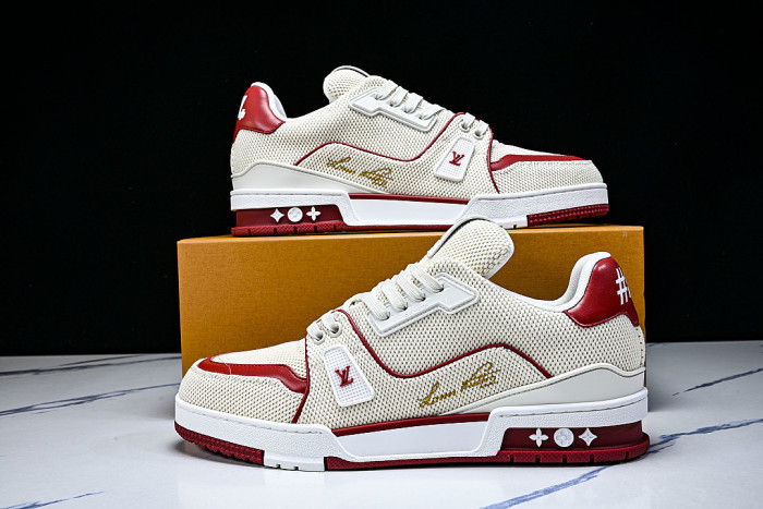 MEN'S SHOES TRAINER CASUAL SPORTS SHOES RED/BEIGE