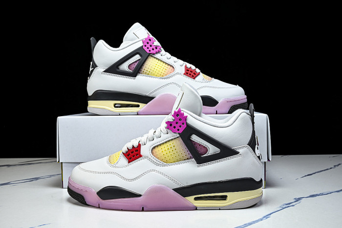 JA1135-100 AIR JORDAN 4 AJ4 MEN'S BASKETBALL SHOES PINK/WHITE/YELLOW
