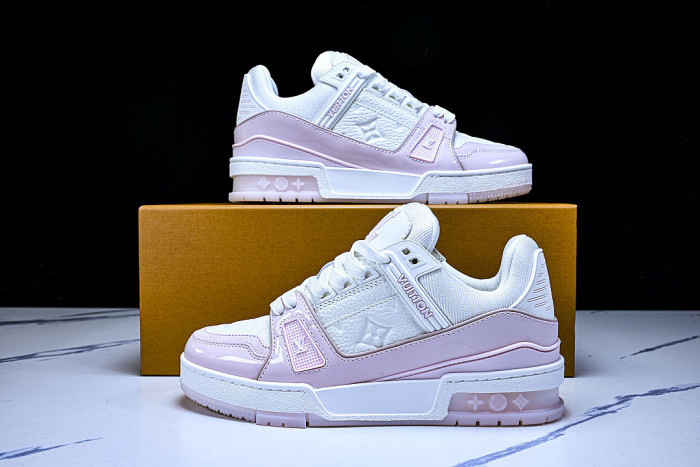 1AGZCN WOMEN 'S SHOES TRAINER SPORTY LACE UP CASUAL SNEAKERS LIGHT PINK/WHITE