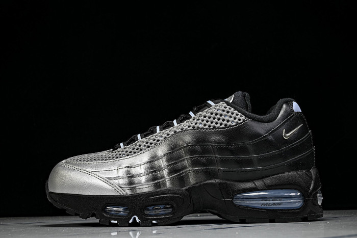 IQ7708-095 AIR MAX 95 OG AIR CUSHIONED RUNNING SHOES BLACK/SILVER
