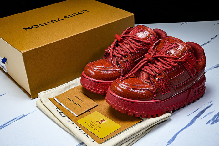 1ACN1K LEATHER CASUAL LOW TOP SPORTS SHOES FOR BOTH MEN AND WOMEN RED/REDNESS