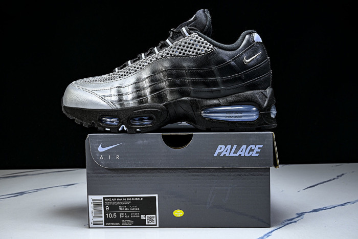 IQ7708-095 AIR MAX 95 OG AIR CUSHIONED RUNNING SHOES BLACK/SILVER