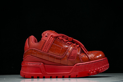 1ACN1K LEATHER CASUAL LOW TOP SPORTS SHOES FOR BOTH MEN AND WOMEN RED/REDNESS