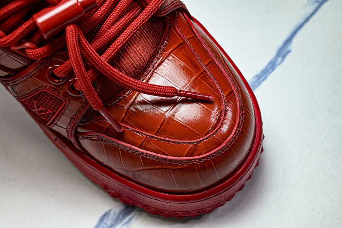 1ACN1K LEATHER CASUAL LOW TOP SPORTS SHOES FOR BOTH MEN AND WOMEN RED/REDNESS