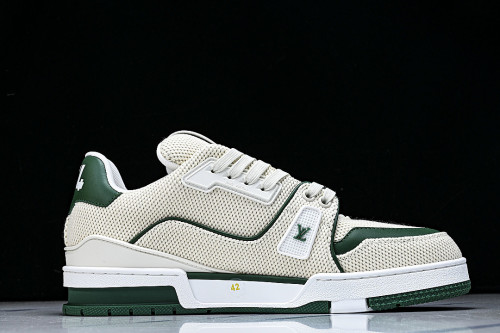 MEN'S SHOES TRAINER CASUAL SPORTS SHOES DARK GREEN/BEIGE