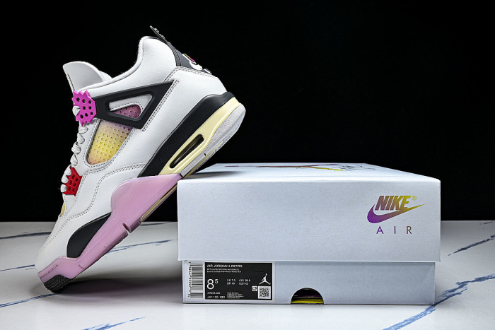 JA1135-100 AIR JORDAN 4 AJ4 MEN'S BASKETBALL SHOES PINK/WHITE/YELLOW