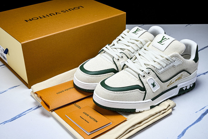 MEN'S SHOES TRAINER CASUAL SPORTS SHOES DARK GREEN/BEIGE