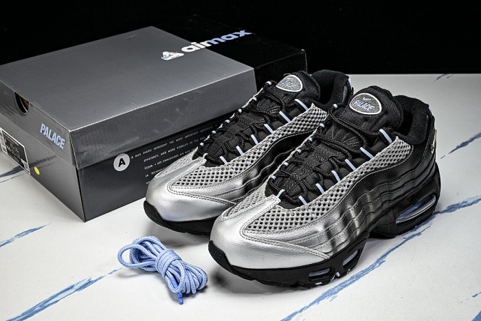 IQ7708-095 AIR MAX 95 OG AIR CUSHIONED RUNNING SHOES BLACK/SILVER