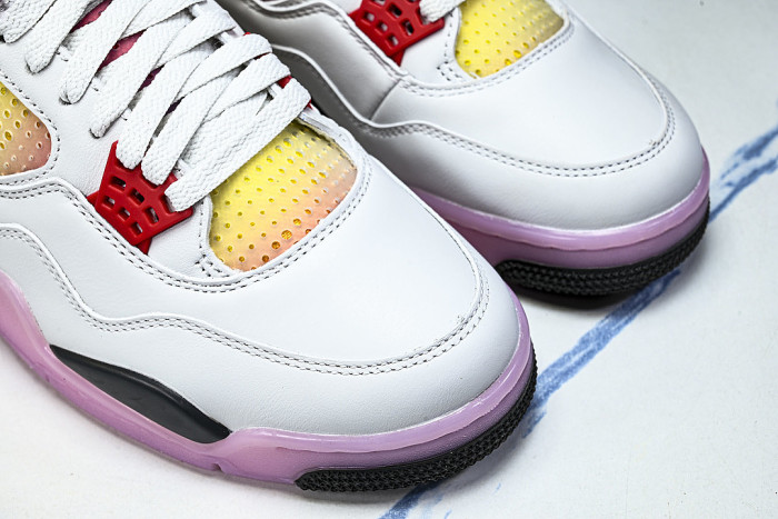 JA1135-100 AIR JORDAN 4 AJ4 MEN'S BASKETBALL SHOES PINK/WHITE/YELLOW