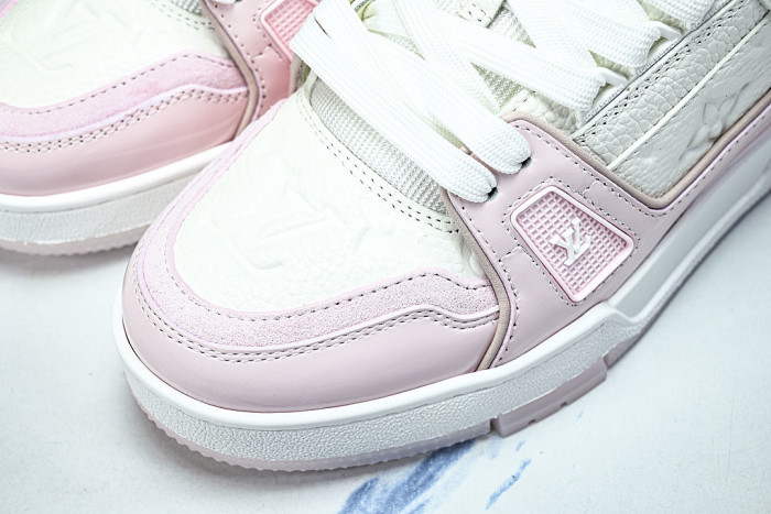 1AGZCN WOMEN 'S SHOES TRAINER SPORTY LACE UP CASUAL SNEAKERS LIGHT PINK/WHITE