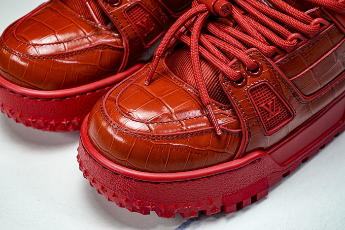 1ACN1K LEATHER CASUAL LOW TOP SPORTS SHOES FOR BOTH MEN AND WOMEN RED/REDNESS