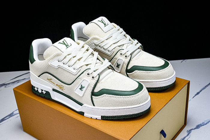 MEN'S SHOES TRAINER CASUAL SPORTS SHOES DARK GREEN/BEIGE