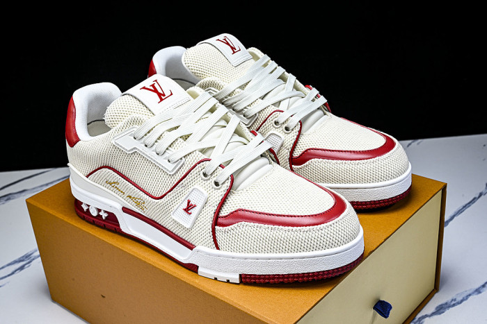 MEN'S SHOES TRAINER CASUAL SPORTS SHOES RED/BEIGE