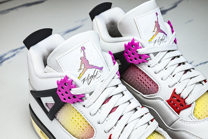 JA1135-100 AIR JORDAN 4 AJ4 MEN'S BASKETBALL SHOES PINK/WHITE/YELLOW