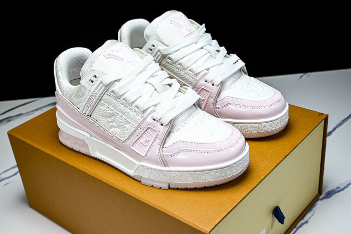1AGZCN WOMEN 'S SHOES TRAINER SPORTY LACE UP CASUAL SNEAKERS LIGHT PINK/WHITE