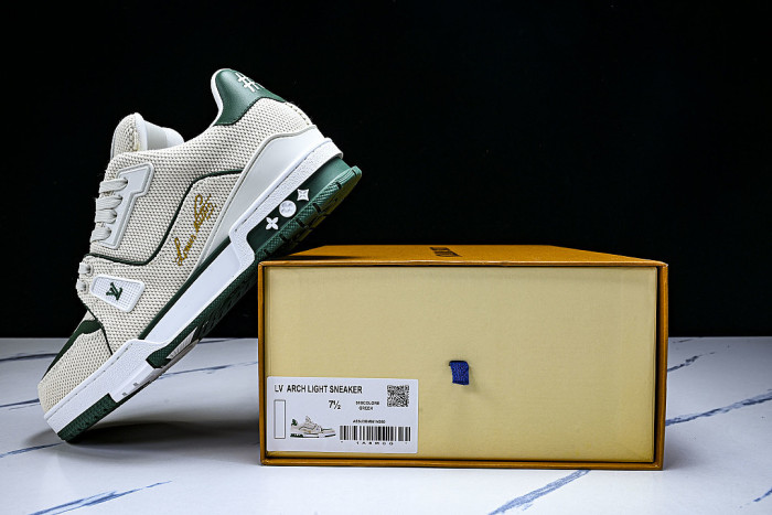 MEN'S SHOES TRAINER CASUAL SPORTS SHOES DARK GREEN/BEIGE