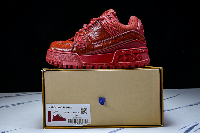 1ACN1K LEATHER CASUAL LOW TOP SPORTS SHOES FOR BOTH MEN AND WOMEN RED/REDNESS