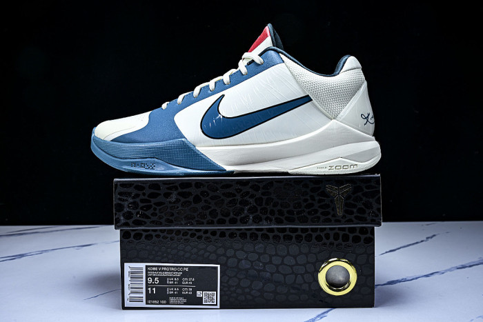 IZ1852-100 ZOOM KOBE 5 PROTRO MEN'S PRACTICAL BASKETBALL SHOES NAVY BLUE/WHITE